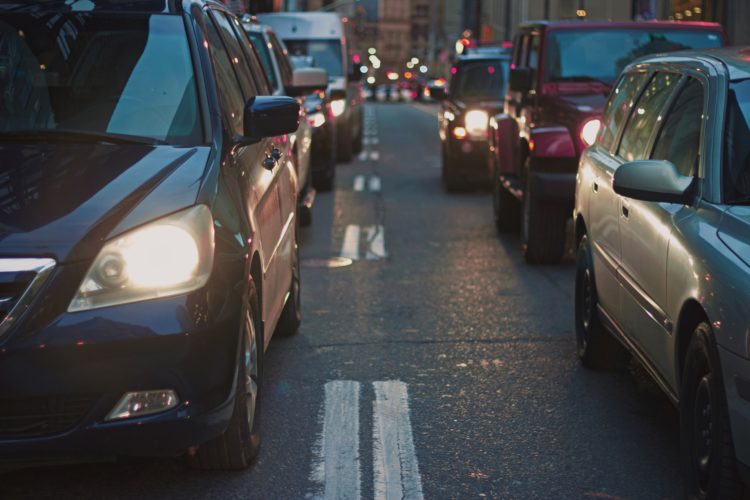 Traffic is at a stand still during evening rush hour