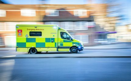 Ambulance races to get to an accident scene