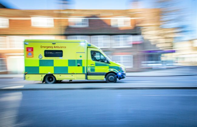 Ambulance races to get to an accident scene