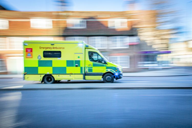 Ambulance races to get to an accident scene