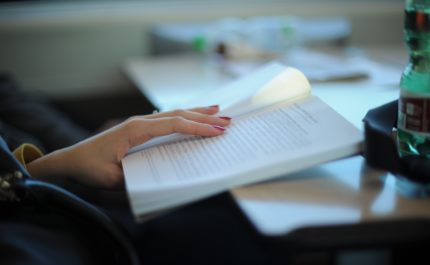 Woman reads book