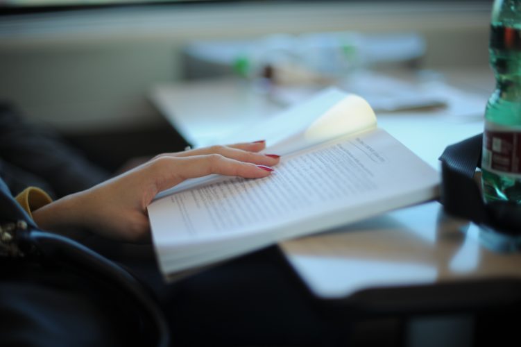 Woman reads book