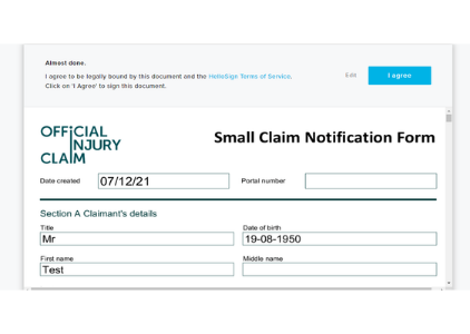 Example of where to click i agree on the SCNF form